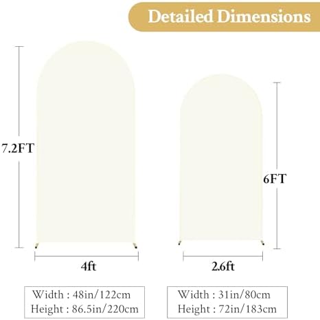 Ivory Arch Backdrop Cover 7.2FT 6FT Spandex Arch Covers Stretchy Backdrop Set of 2, Double-Layer Wrinkle Free Wedding Arch Stand Cover Party Backdrop Curtains for Baby Shower Birthday Party Decoration - Image 6