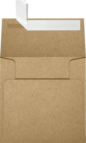 LUXPaper Square Invitation Envelopes | Peel & Press | 4" x 4" | Grocery Bag Brown | 70lb. Text | 500 Qty by LUXPaper