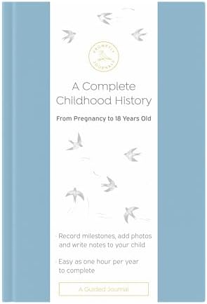 Promptly Journals, A Complete Childhood History: From Pregnancy to 18 Years Old (Dusty Blue, Leatherette) | Baby Book and Pregnancy Journal | Baby Memory Book by PromptlyJournals