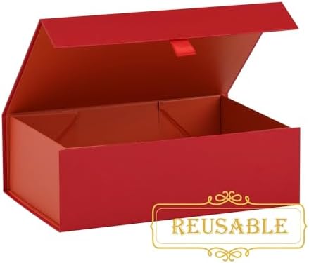 5 Pcs Red Gift Box for Presents 10.8x7.5x3.5 Inches Magnetic Gift Boxes with Lid Luxury Gift Box for Rectangle Collapsible for Bridesmaid, Wedding, Birthday Gift Packging - Image 2