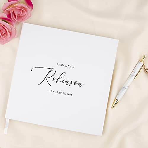 Andaz Press Personalized Wedding Guestbook with Gold Accents, Script Custom Last Name White Guest Sign in Guest Registry 120 Pages 8.5 X 8.5 Memories Book for DIY, Scrapbook, Photo Album - Image 2