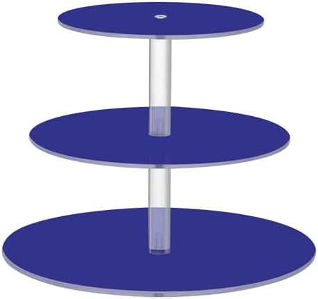 J JOYSAY Navy Blue Print Acrylic Cupcake Stand 3 Tier Dessert Table Display Set Clear Cake Stands for Party Baby Shower Wedding Decorations Easy Assembly Donut Tower by J+JOYSAY