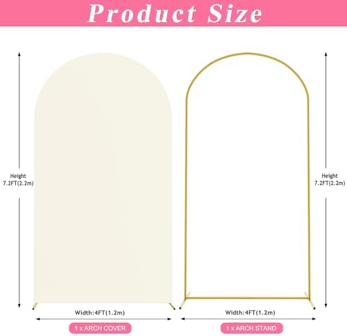 Putros Arch Backdrop Stand and Cover Set, 7.2ft Arch Stand with Ivory Cover - Image 2