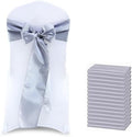 MDS® Pack of 125 Satin Chair Sashes for Wedding & Events – Light Silver by MDS