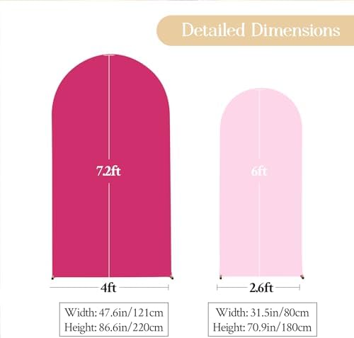 Hot Pink Arch Backdrop Covers 7.2FT 6FT Party Wedding Arch Covers Stretchy Backdrop Set of 2 Baby Shower Bridal Shower Photo Birthday Spandex Pink Arch Cover - Image 4