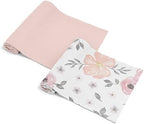 Sweet Jojo Designs 2-Piece Baby Muslin Swaddle Blanket Set (Pink/Grey Watercolor Floral) for Girls, Infant Nursery, Lightweight Cotton Blanket for Newborns (Solid Blush, Shabby Chic, Farmhouse, Rose) by SweetJojoDesigns