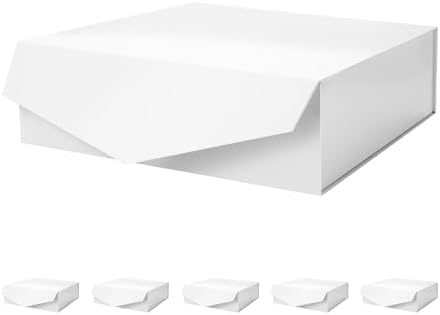 PACKHOME 6 Large White Gift Boxes 13.5x9x4.1in with Magnetic Lids by PACKHOME
