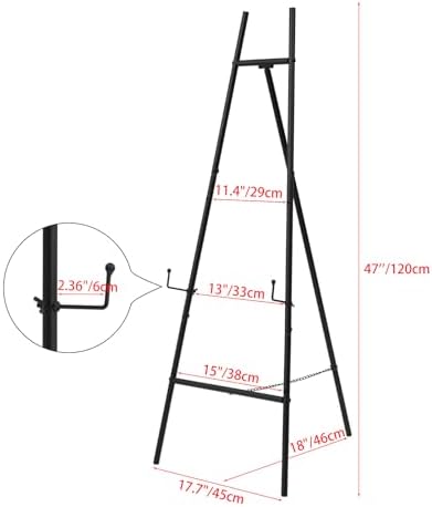 Heavy Duty Large Easel Stand for Mirror Display Wedding Sign(Black 47'') - Image 5