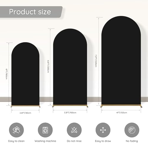 Arch Backdrop Cover Stretchy Backdrop (Black, 6+6.6+7.2FT) - Image 2