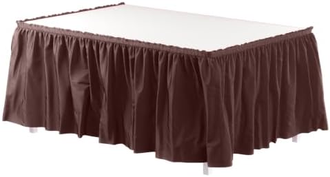 Exquisite Brown Table Skirt 24 Pack - Disposable Plastic Table Skirts for Rectangle Tables 6ft 8ft & Round Tables - 29in x 14ft Self-Adhesive Strip - Birthday Wedding Gender Reveal Decor by Exquisite