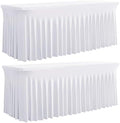 Spandex Tablecloth 5FT Rectangle Table Cover 2 Pack White Wrinkle-Free by Outpain
