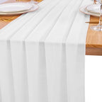 12 Pack White Table Runner 10ft Romantic Chiffon Table Runner for Wedding Baby Shower and Birthday Party Cake Table Decorations(120 x 12 in) - Image 4
