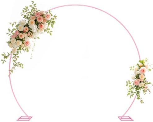 Wedding Arch Round Backdrop Stand Pink Metal Circle Backdrop Stand Circle Balloon Arch Stand Frame for Birthday Party Bridal Shower Anniversary Ceremony Candy Tables Celebration in 2.2x2.6m by IKULE