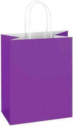 Mlyta 100 Pack 8x4.75x10 Inch Medium Purple Kraft Paper Gift Bags with Handles Bulk for Goodie Party Favor Brithday Grocery Shopping Business Wedding Retail Craft Treat To Go Return, Merchandise Sacks by Mlyta