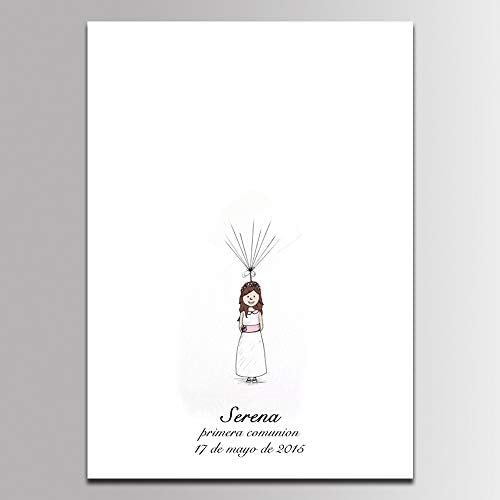 Customized Princess Baby Shwoer Sign in Guest Book for Girl 1st Communion Gifts DIY Fingerprint Signature Alternative with Wooden Hanger Ready to Hang-60x80cm - Image 2