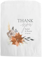 Personalized Indie Autumn Floral Thank You Treat Bags / 50 Custom Event Dessert Bags / 5 3/4" x 8" Indie Boho Floral Cookie Holder Wedding Anniversary Favor/Made In The USA by CanopyStreet