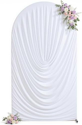 6.6FT White Arch Backdrop Cover Wedding Draped Arch Cover, Stretchy Spandex Balloon Backdrop Arch Stand Covers for Wedding Ceremony, Baby Shower, Photography Birthday Party Decorations by Besutolife