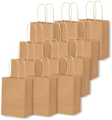 qiqee 600-Packs Brown Paper Gift Bags with Handles Bulk 4.5"x2.5"x6" Mini Size Paper Bags Multiple Uses - Image 3