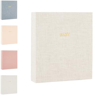 Sugar Paper Baby Keepsake Book, Memory Book from Pregnancy to First Year, Milestone Journal with Pocket Storage, Baby Shower Idea, Gender Neutral Gift, Cloth Hardcover, Flax by SugarPaperLosAngeles