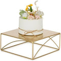 NUPTIO Gold Square Cake Stand, 10 Inch Metal Cupcake Holder by Nuptio