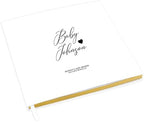 Andaz Press Personalized Baby Shower Guestbook with Gold Accents, Black Heart Design Custom Name, Date, White Guest Sign in Registry 120 Pages 8.5 X 8.5 Memories Book for DIY, Scrapbook, Photo Album by AndazPress