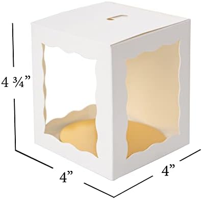 Dulcet Delights Candy Caramel Apple Boxes with window and tray holder – For Caramel Apples, Candy Apples, Cookies and Chocolate – Gift Boxes for wedding, party, Baby Shower – 4”W x 4”L x 4 ¾”H - Set of 25 - White - Image 4