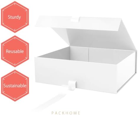 PACKHOME Extra Large White Gift Box with Ribbon Magnetic Lid 17x14.5x5.5in - Image 6