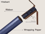 Vitalizart Blue Metallic Grid Wrapping Paper Set 30" Organza Ribbon & Tags - Image 3