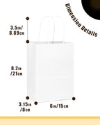 qiqee 200-Packs White Paper Gift Bags with Handles Bulk 8.3"x6"x3.15" Small Size Paper Bags Multiple Uses - Image 4