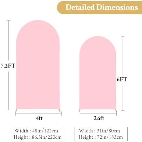 White and Pink Arch Backdrop Cover 7.2FT 6FT Wedding Arch Covers Set of 2 Spandex Fitted Fabric Backdrops Double-Color Arches Covers Stretchy Backdrop for Party Baby Shower Birthday Decoration - Image 7