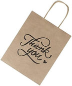 bagmad 100 Pack 8x4.75x10 Inch Medium Brown Paper Gift Bags with Handles Bulk, Thank You Kraft Paper Bags for Party Favors Grocery Retail Shopping Wedding Craft Sacks (Plain Natural, 100pcs Count) - Image 5
