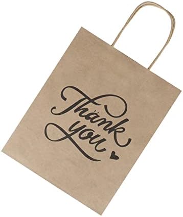 bagmad 100 Pack 8x4.75x10 Inch Medium Brown Paper Gift Bags with Handles Bulk, Thank You Kraft Paper Bags for Party Favors Grocery Retail Shopping Wedding Craft Sacks (Plain Natural, 100pcs Count) - Image 5
