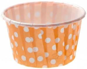 Restaurantware 2 oz Orange Polka-Dotted Paper Baking Cups, Pleated, 200 Ct - Image 2