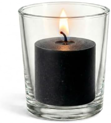 Set of 72 Richland Votive Candles Black Unscented and 72 Clear Glass Eastland Votive Holders - Image 2
