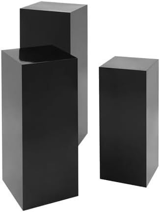 3PCS Square Black Pedestal Stands for Party Metal Pedestal Display Stands Dessert Table Decoration Pillars Cake Pedestal Plant Stands for Party Birthday Wedding Props - Image 6