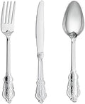 N9R 300PCS Silver Plastic Silverware, Vintage Disposable Utensils & Cutlery by N9RTABLEWARE