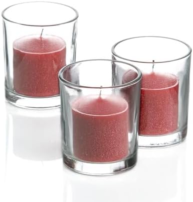 Set of 72 Richland Votive Candles Red Unscented and 72 Clear Glass Eastland Votive Holders - Image 4