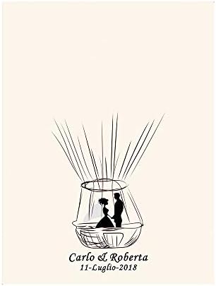Personalized Wedding Guest Book for Party Decorations,Sweet Lover in Fire Balloon DIY Fingerprint Guests Sign in Book with Ink Pad Wedding Gifts for the Couple-60x80cm - Image 2