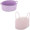 COMSE Small Woven Basket with Gift Bag and Ribbons, Gift Basket Empty, and Large Diaper Caddy Organizer for Girl Boy, Car Diaper Caddy with Handles by COMSE