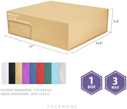 PACKHOME 3 Extra Large Kraft Gift Box Magnetic Lid 17x14.5x5.5in - Image 2