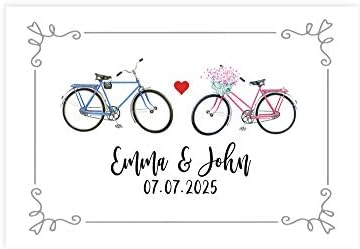 Andaz Press Custom Personalized Disposable Paper Placemats, 12 x 18 Inch, Set of 25, Couple Vintage Bicycle, Tableware, Dining, Tabletop, Table Setting for Wedding, Bridal Shower by AndazPress