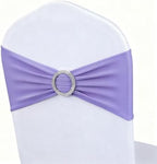 Lavender Chair Sashes 50 Pack, Spandex Chair Bands with Buckles for Wedding Party, Elastic Chairs Bows for Birthday Decoration by MAGTOWNE