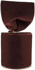 Meseey 4 Inch Wide Brown Velvet Wired Ribbon, 10 Yards Velvet Ribbon with Wire Edge for Christmas Tree, Wreaths, Gift Wrapping, Bows, Crafts, Wedding and Holiday Decorations by MeseeyRibbonBow