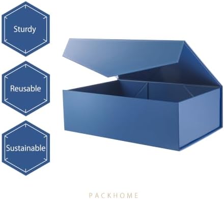 PACKHOME 6 Large Navy Blue Gift Boxes 13.5x9x4.1in with Magnetic Lids - Image 4