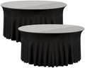 2 Pack Black Round Spandex Tablecloth 60 Inch, Wrinkle Free Stretch 120 Inch Fitted 5ft Black Table Cloths Round Table Covers with Ruffle Skirt for Graduation Wedding Party Banquet by Nobed+HHT