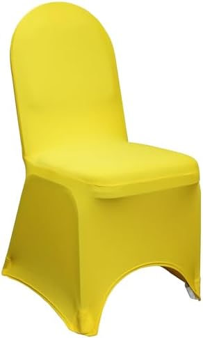 YOUR CHAIR COVERS - 50 Pack Stretch Spandex Banquet Chair Covers - Yellow, Wedding Slip, Premium Quality by YourChairCovers