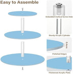 J JOYSAY Light Blue Print Acrylic Cupcake Stand 3 Tier Dessert Table Display Set Clear Cake Stands for Party Wedding Baby Shower Decorations Easy Assembly Macaron Tower - Image 2