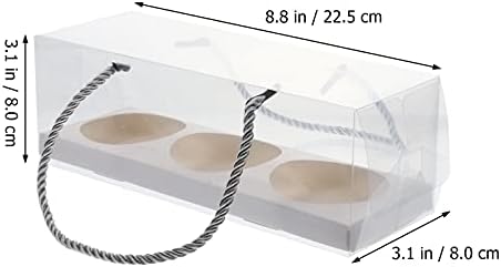 Housoutil 10PCS Clear Bakery Cake Boxes Portable Bakery Box Pastry Dessert Cookie with Handle and Paperboard for Birthday Wedding Mothers Day Baby Shower Graduate Party (White) - Image 4