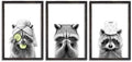 flowtorely Raccoon Bathroom Wall Art Decor Set of 3 16x11 Inch Black by flowtorely