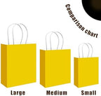 qiqee 100PCS Gift Bag with Handles Bulk Bright Yellow Paper Bags Assorted Sizes(33pcs Large 13",33pcs Medium 11",34pcs Small 8") - Image 4